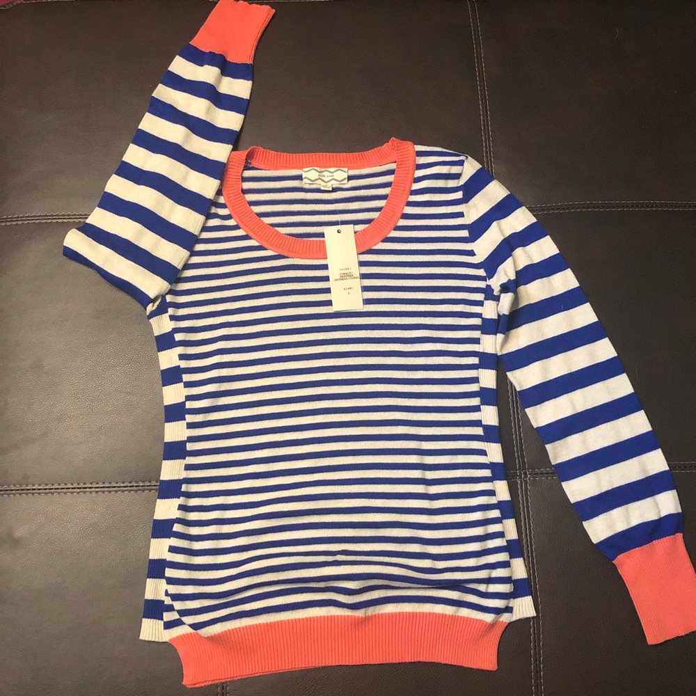 Pink Rose Striped Sweater
